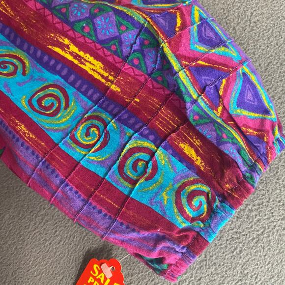 Vtg 80s 90s Two Potato Laguna Beach Artsy Midi Muumuu Dress Womens XS Cotton NOS - Picture 9 of 16